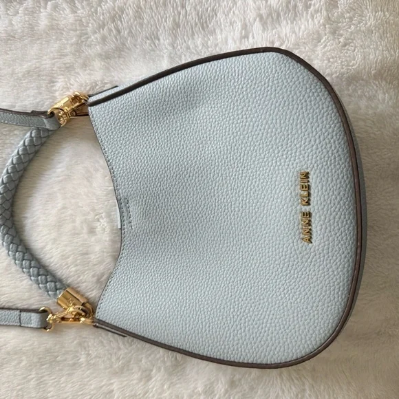 Anne Klein Sky Blue Shoulder Bag with Gold Accents - Picture 2 of 7